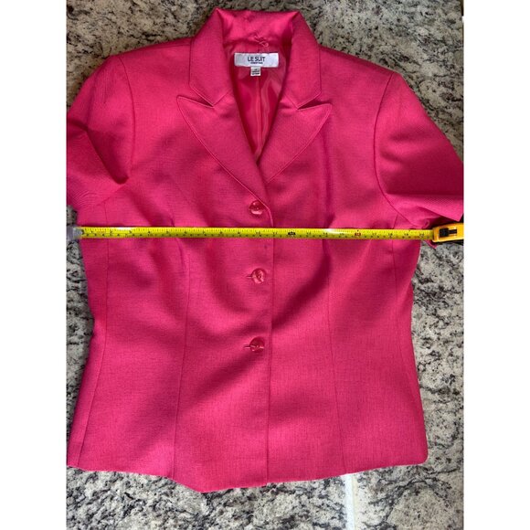 Le Suit Pink Suit Set 12 Pleated Hem Jacket Floral Scarf Elegant Career READ - Picture 10 of 14